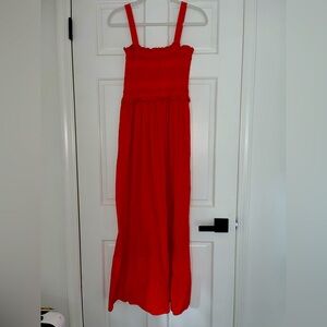 Zara Orange Smocked Maxi Dress Size Small